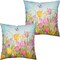 Tulip Pillow Covers 18x18 Set of 2 Spring Throw Pillow Covers Pink Yellow Tulip Floral Outdoor Pillowcase Watercolor Cotton Linen Cushion Case for Sofa Outdoor Patio